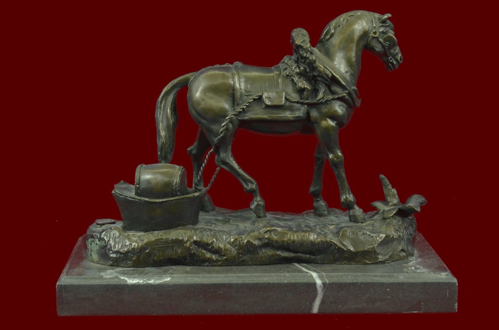 CLYDESDALE CARRIAGE HORSE LARGE SIZE ART DECO HOT CAST Bronze Sculpture Statue G