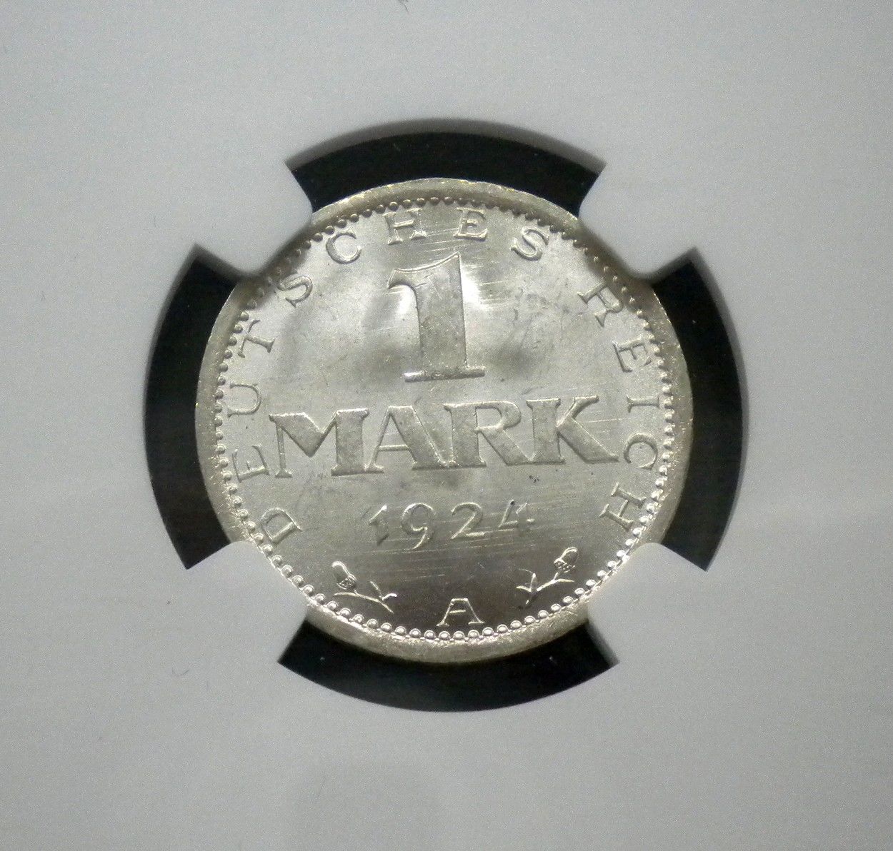 Germany 1 Mark 1924-A Weimar Republic KM#42 Silver Coin ** GEM UNC NGC MS 65