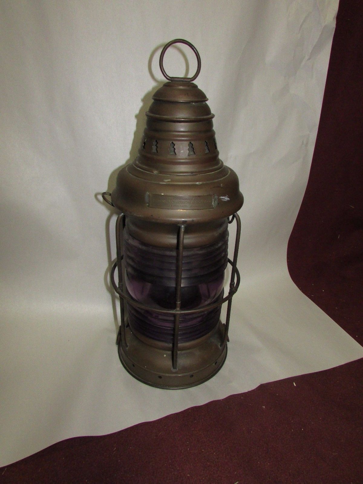 Antique Nautical Ships Light Lantern Cleveland Ohio Great Lakes Amethyst Glass