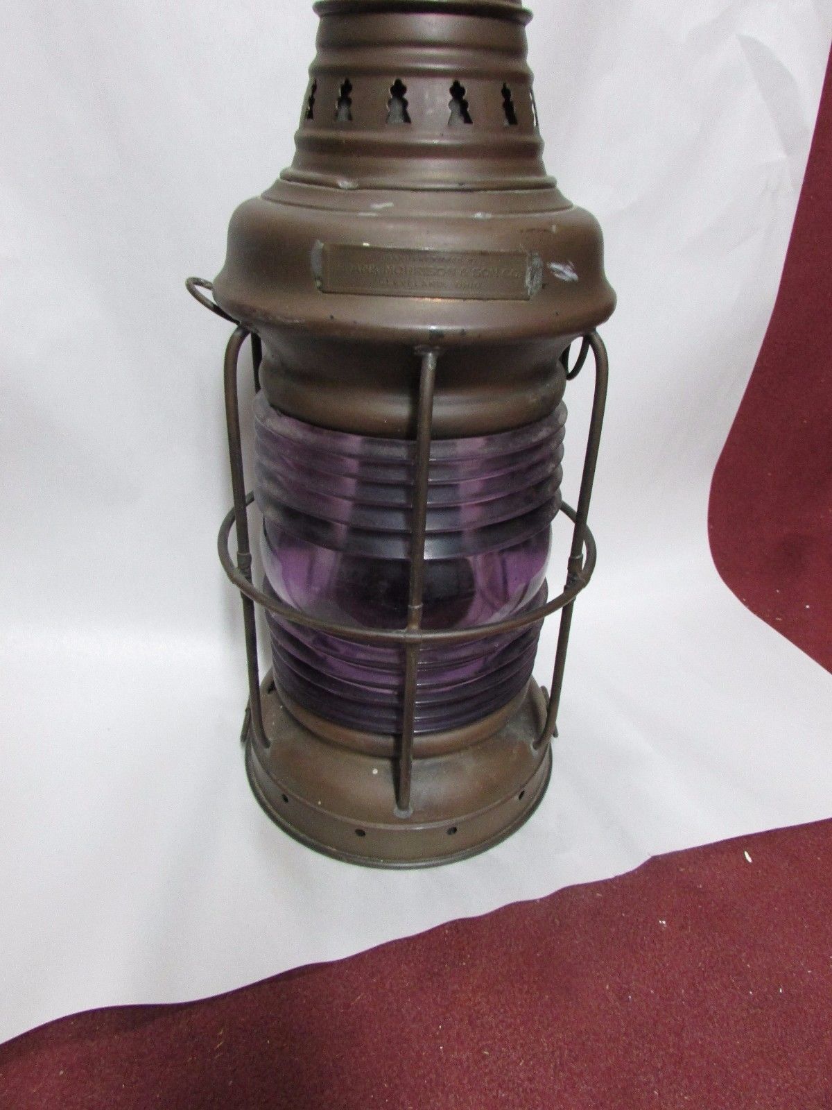 Antique Nautical Ships Light Lantern Cleveland Ohio Great Lakes Amethyst Glass