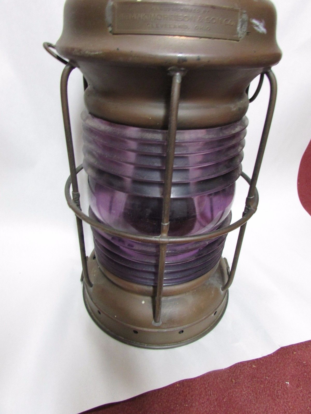 Antique Nautical Ships Light Lantern Cleveland Ohio Great Lakes Amethyst Glass