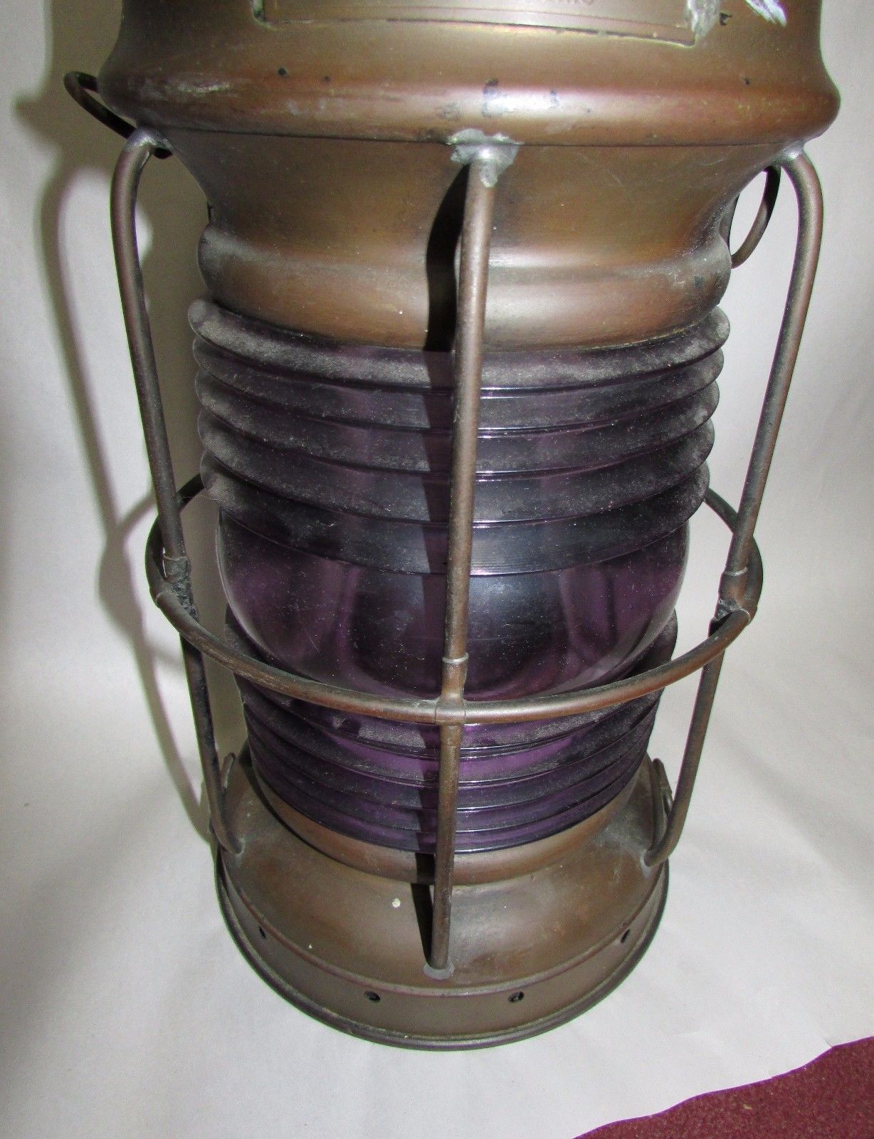 Antique Nautical Ships Light Lantern Cleveland Ohio Great Lakes Amethyst Glass