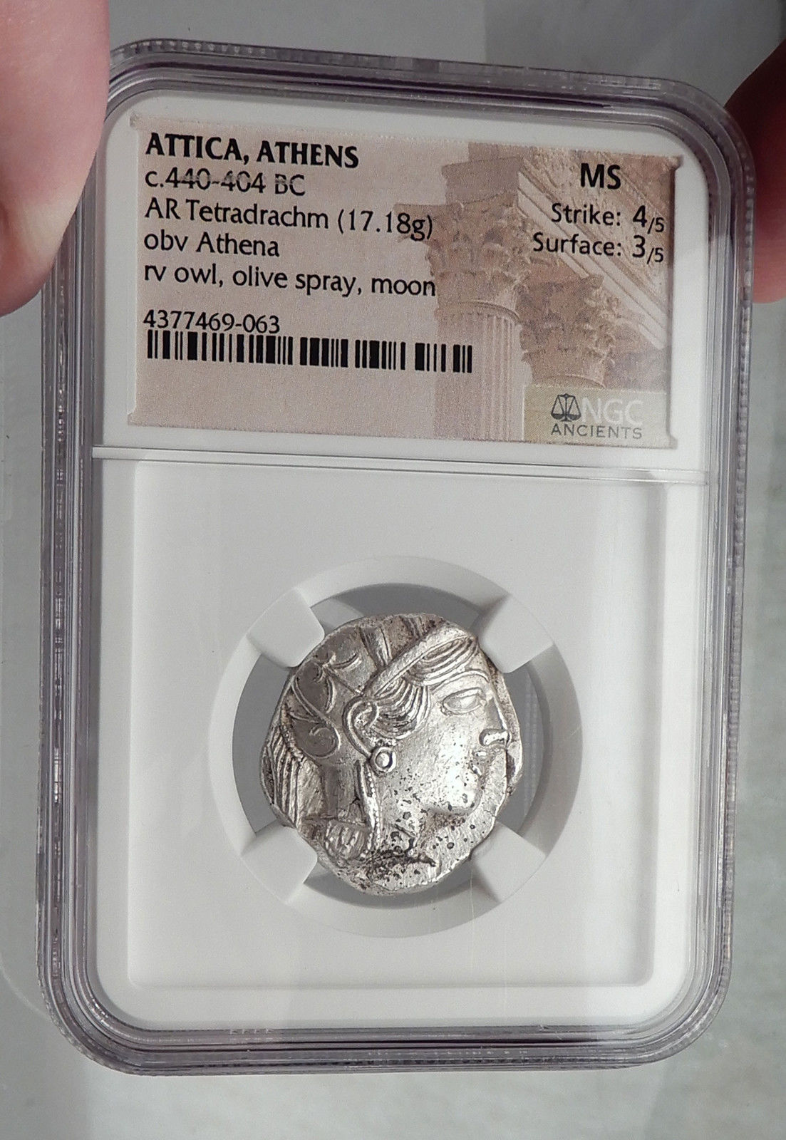 ATHENS Greece Ancient Silver Greek TETRADRACHM Coin Athena & Owl NGC MS i61930