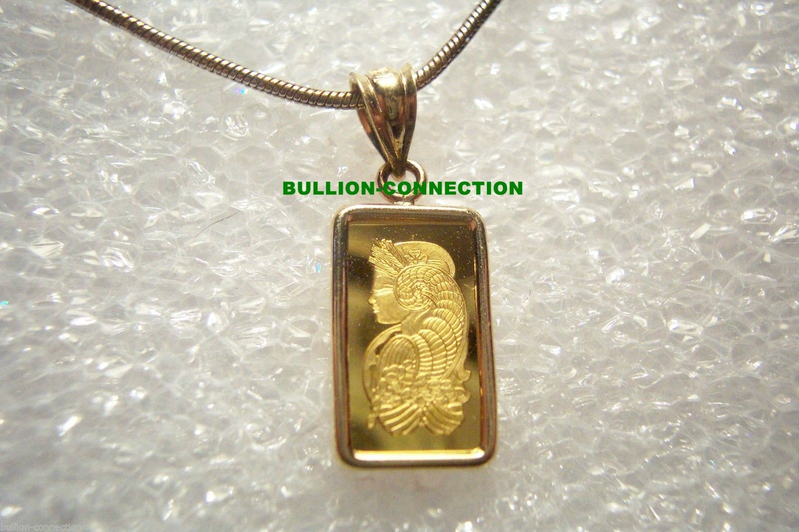 NEW 24 KT GOLD 1 GRAM PAMP SUISSE FORTUNA VERISCAN BAR 14 KT SOLID GOLD PENDANT