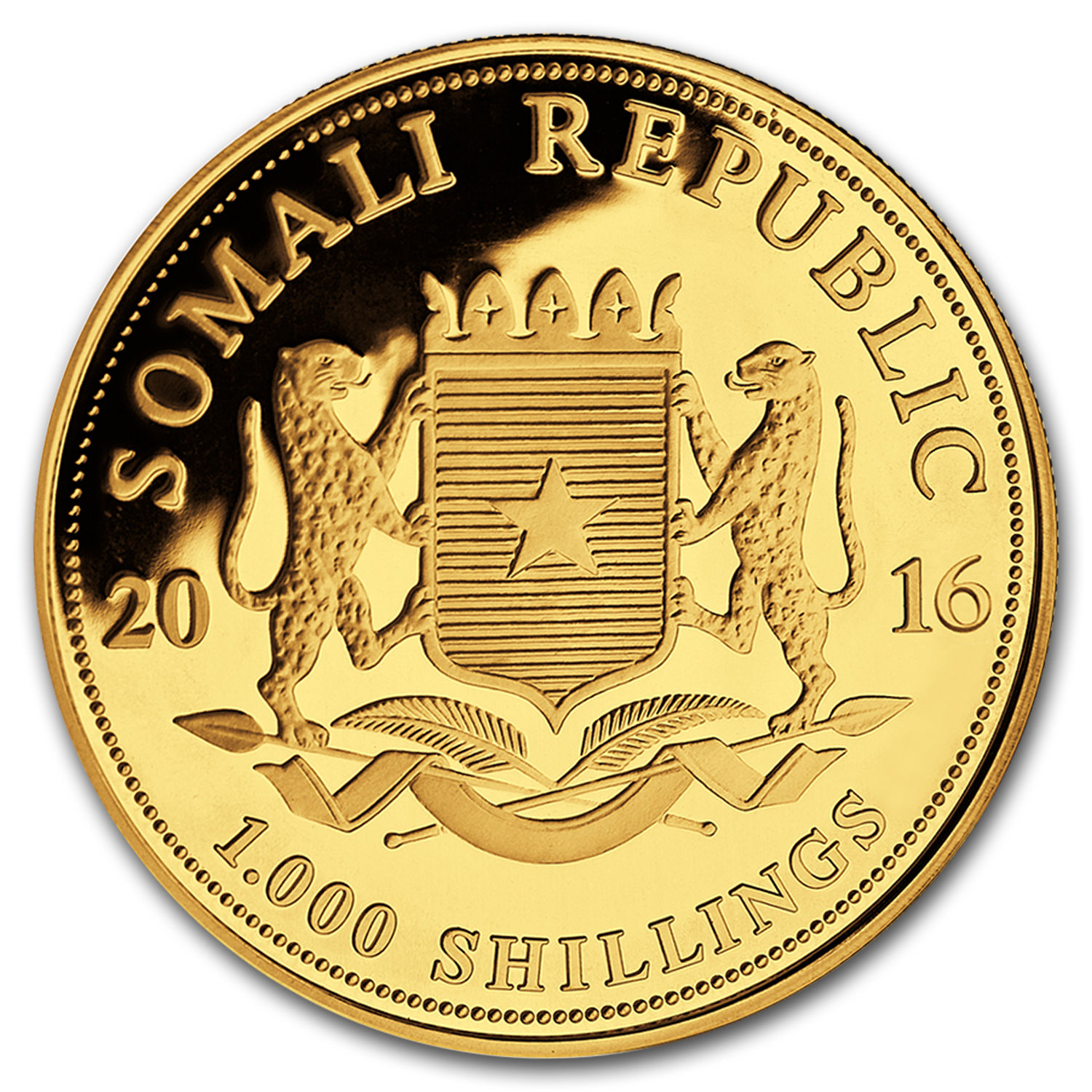 2016 Somalia 1 oz Gold African Elephant BU - SKU #93076