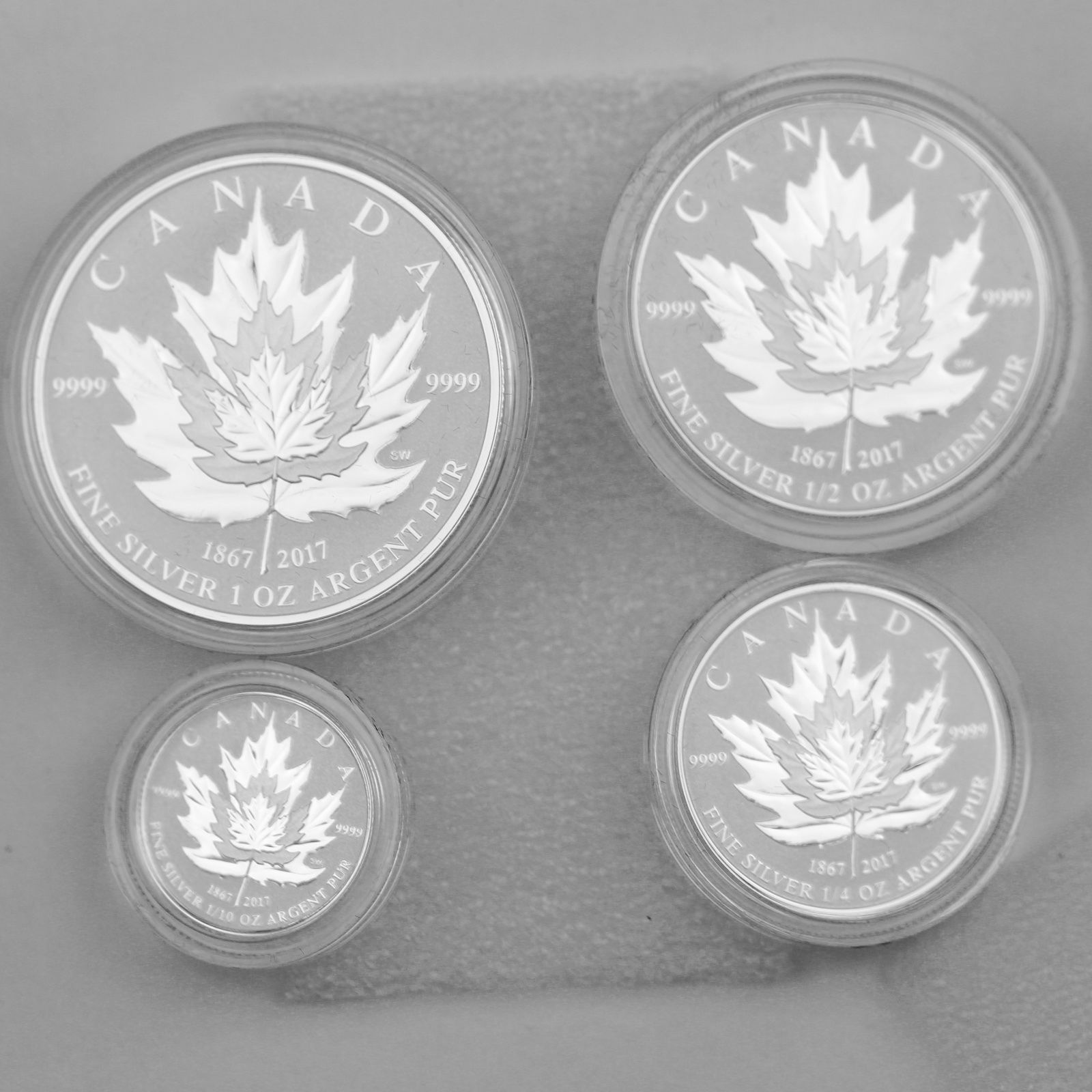 Canada 2017 Maple Leaf Pure Silver 4-Coin Fractional Set - Reverse Proofs