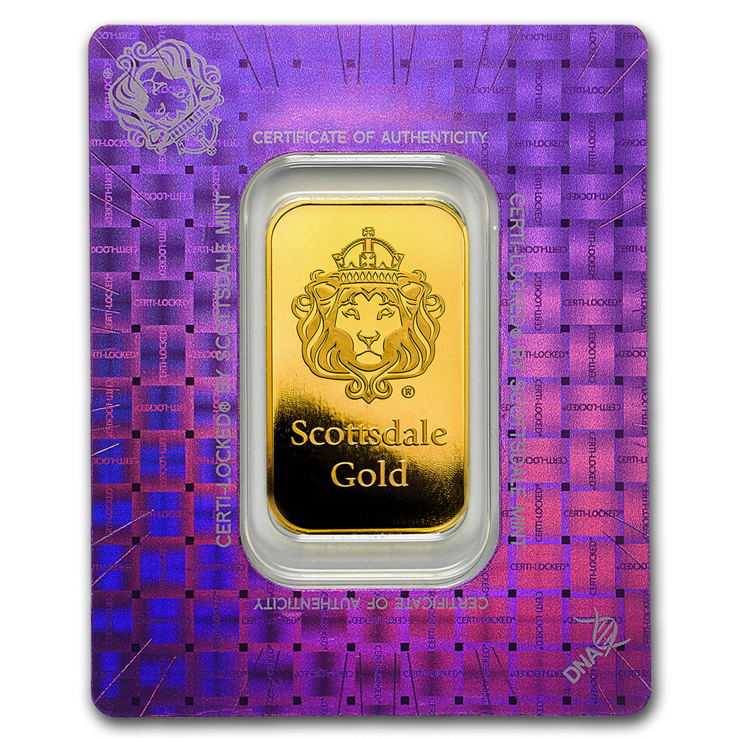 1 oz Gold Bar - Scottsdale Mint (In Certi-Lock® Assay) - SKU #97641