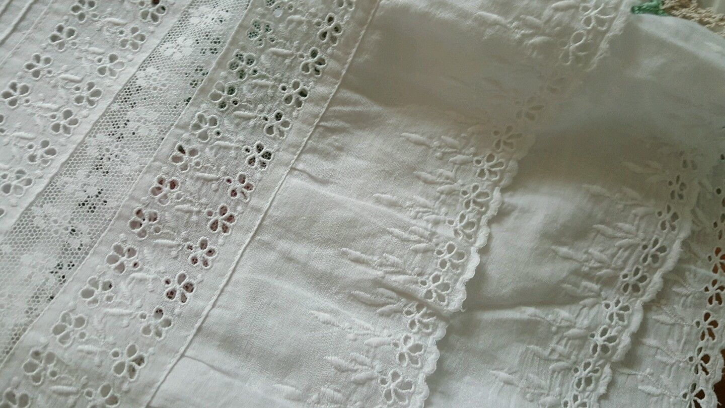 Antique vintage christening gown embroidery *lace*lorn linen beautiful