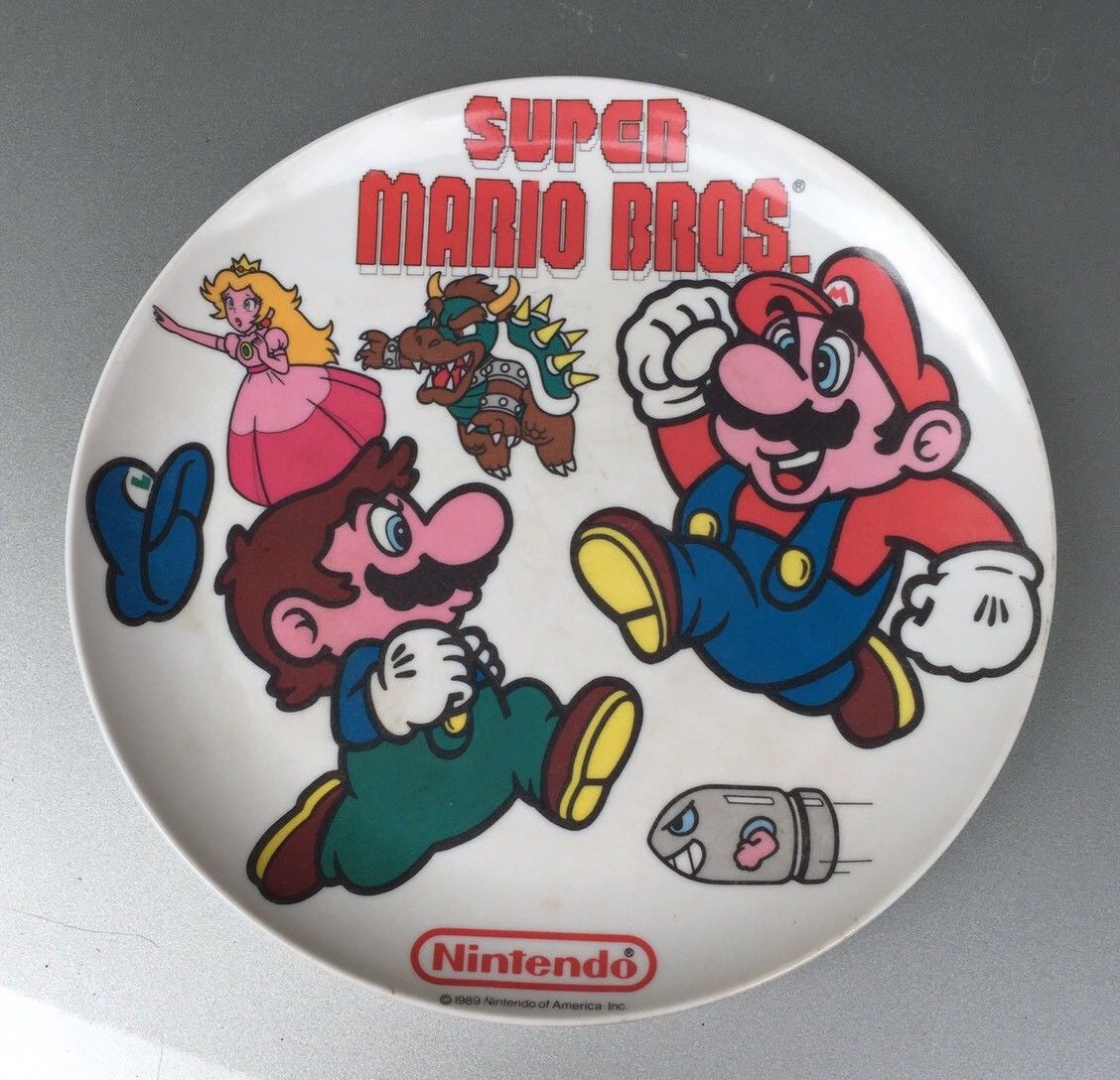 Vintage Nintendo Super Mario Bros Plate 1989 Peter Pan Ind Rare Nice