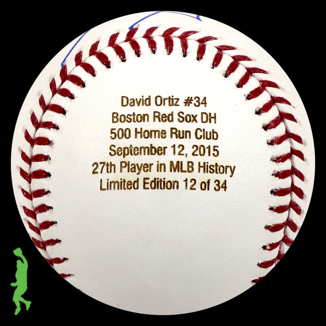 DAVID ORTIZ AUTOGRAPH SIGNED 500 HOME RUN HR CLUB BASEBALL BALL RED SOX JSA COA