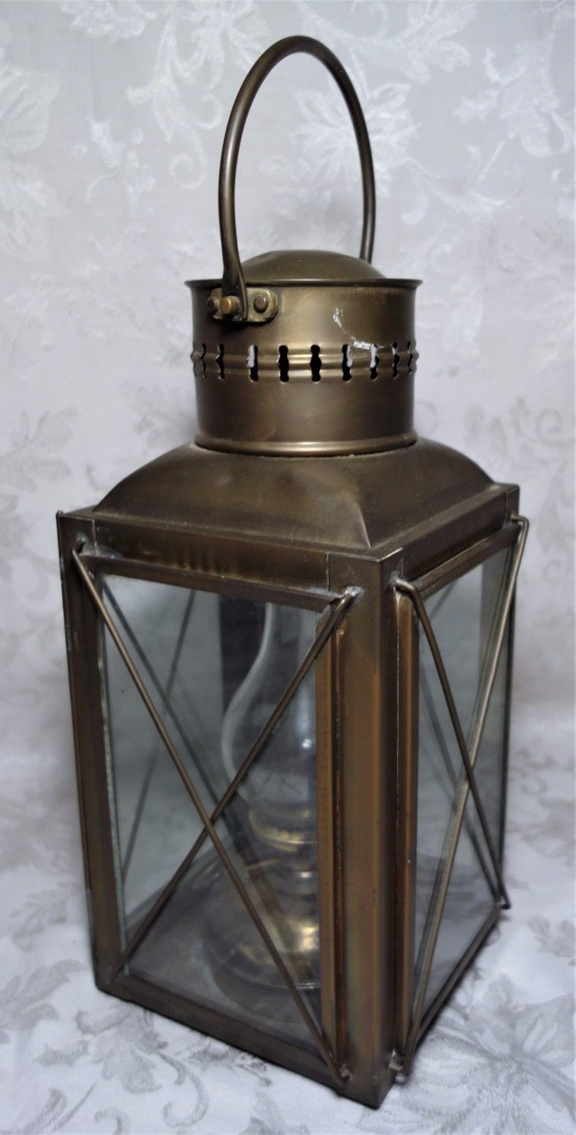 Antique RC Murray & Co Antique Ship's Brass Maritime Lantern Oil Lamp Nautical