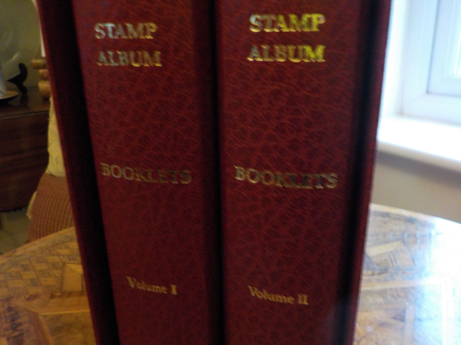 REDUCED NEW Windsor Elite 'Booklet' Stamp Binders/Albums Vol 1 and 2 red buckram