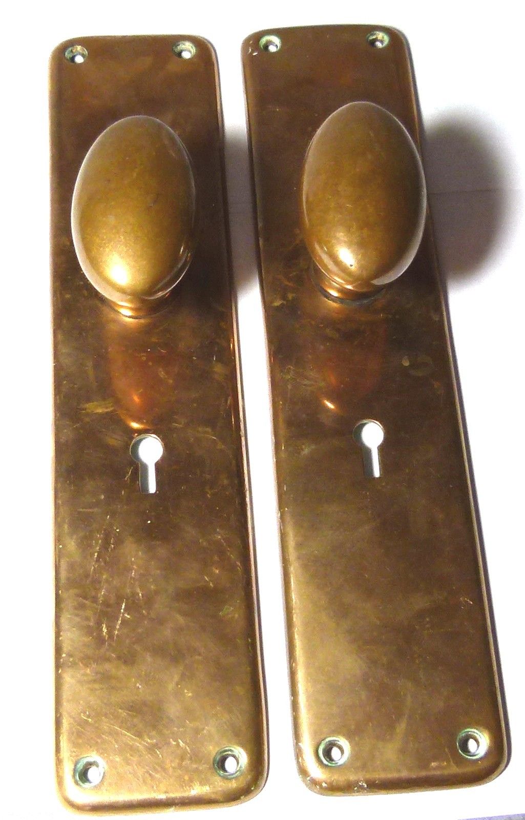 PAIR ANTIQUE BRONZE/COPPER ALLOY DOOR HANDLES KNOBS;UP TO 5 PAIRS AVAILABLE