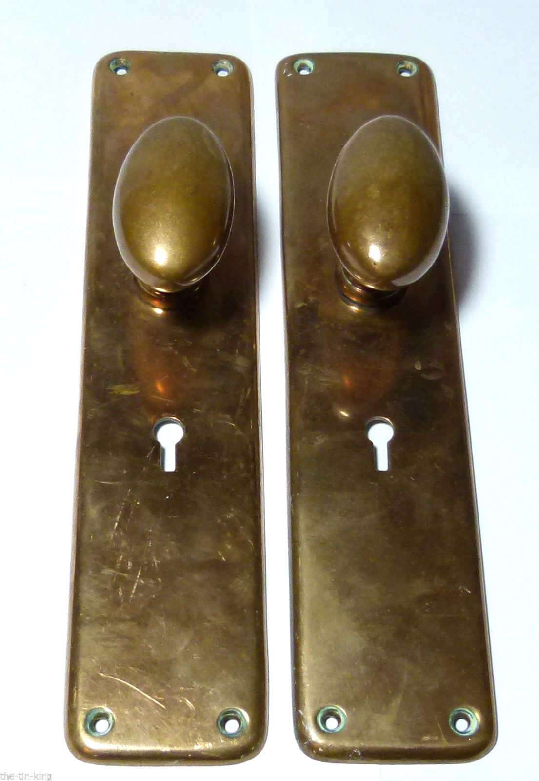 PAIR ANTIQUE BRONZE/COPPER ALLOY DOOR HANDLES KNOBS;UP TO 5 PAIRS AVAILABLE