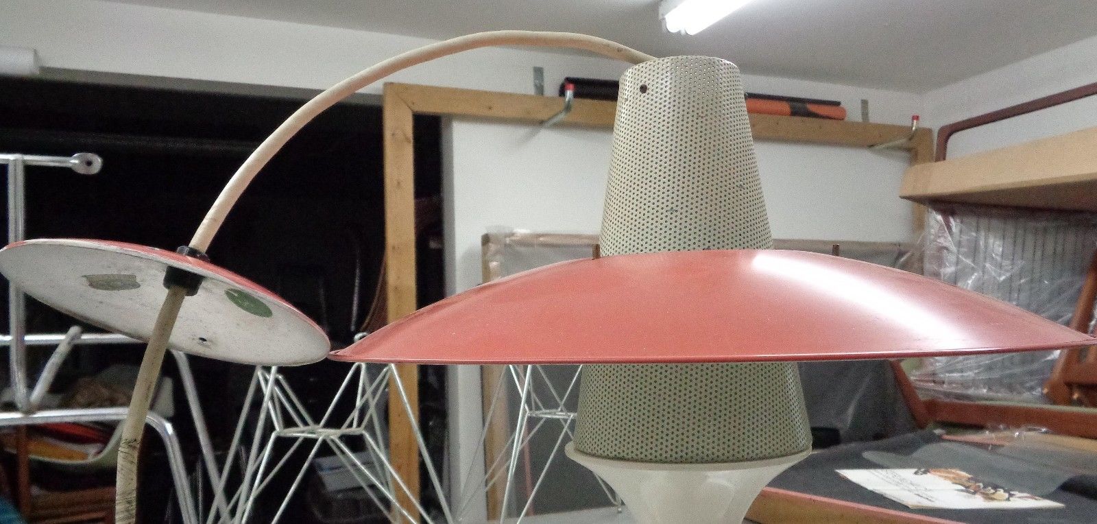 RARE Vintage Mid-Century 1950s UFO Cone Pendant Light GERALD THURSTON Lightolier