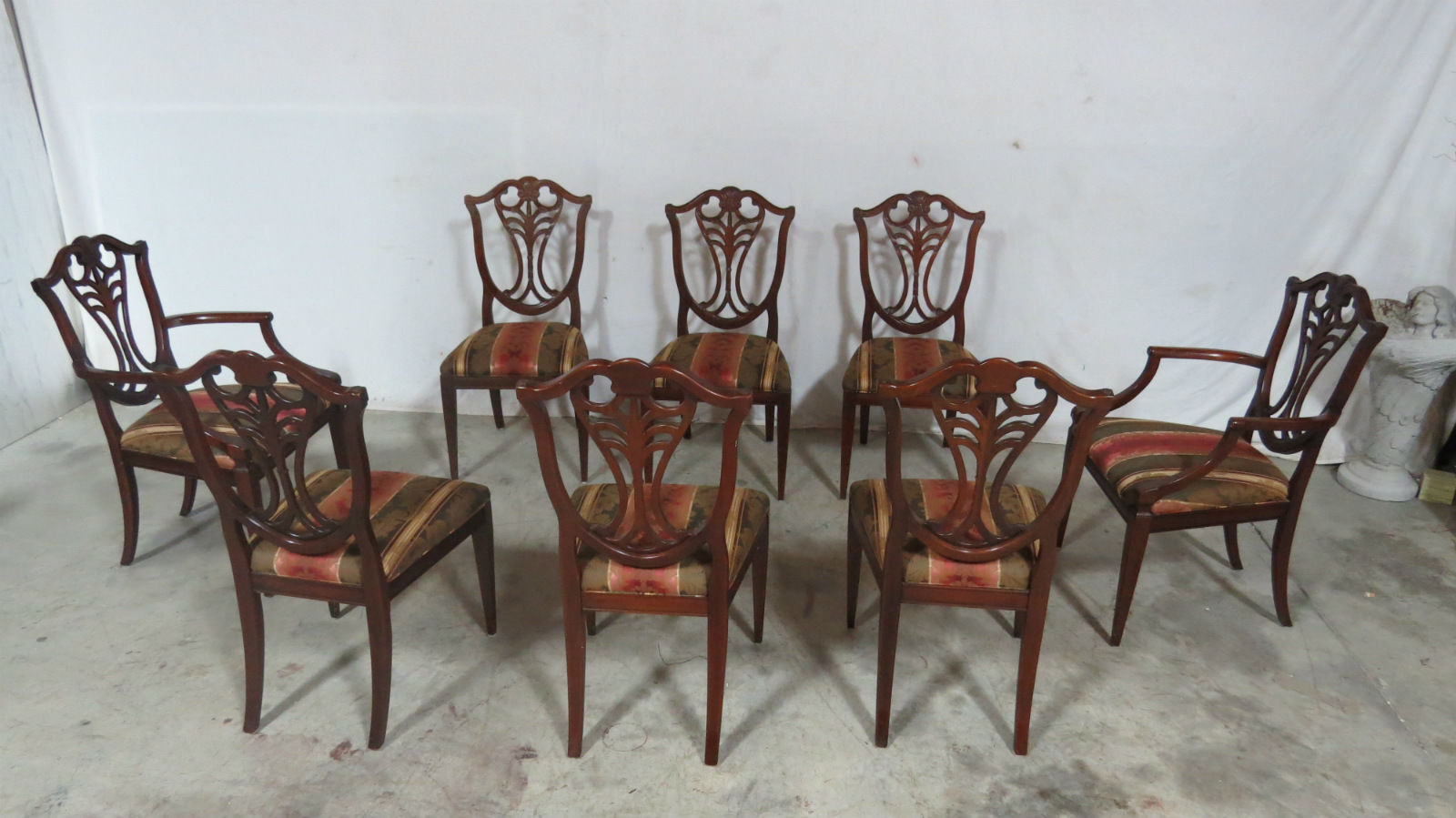 Henredon Dining Room Chairs Set Eight Shield Mahogany