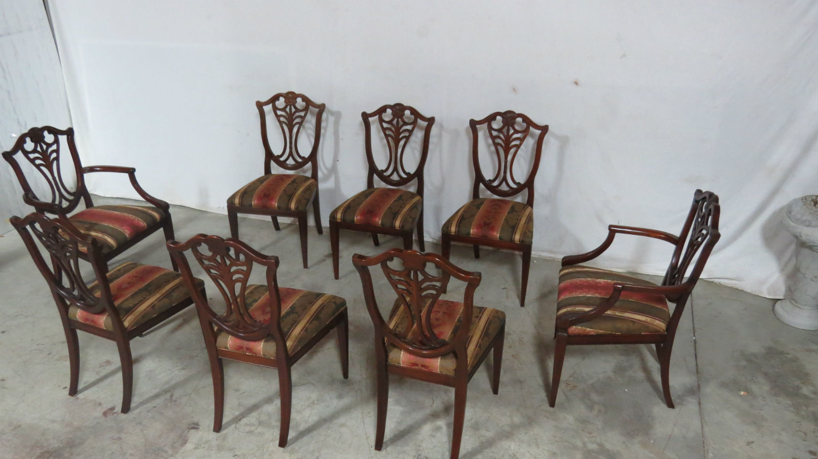 Henredon Dining Room Chairs Set Eight Shield Mahogany