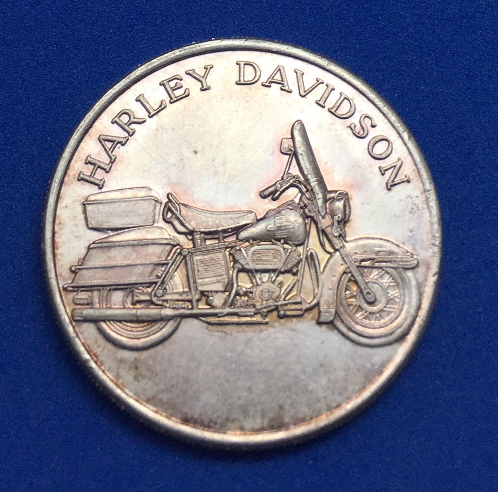 HARLEY DAVIDSON MOTORCYCLE 1 OZ .999 FINE SILVER ART BAR /ROUND - RARE!