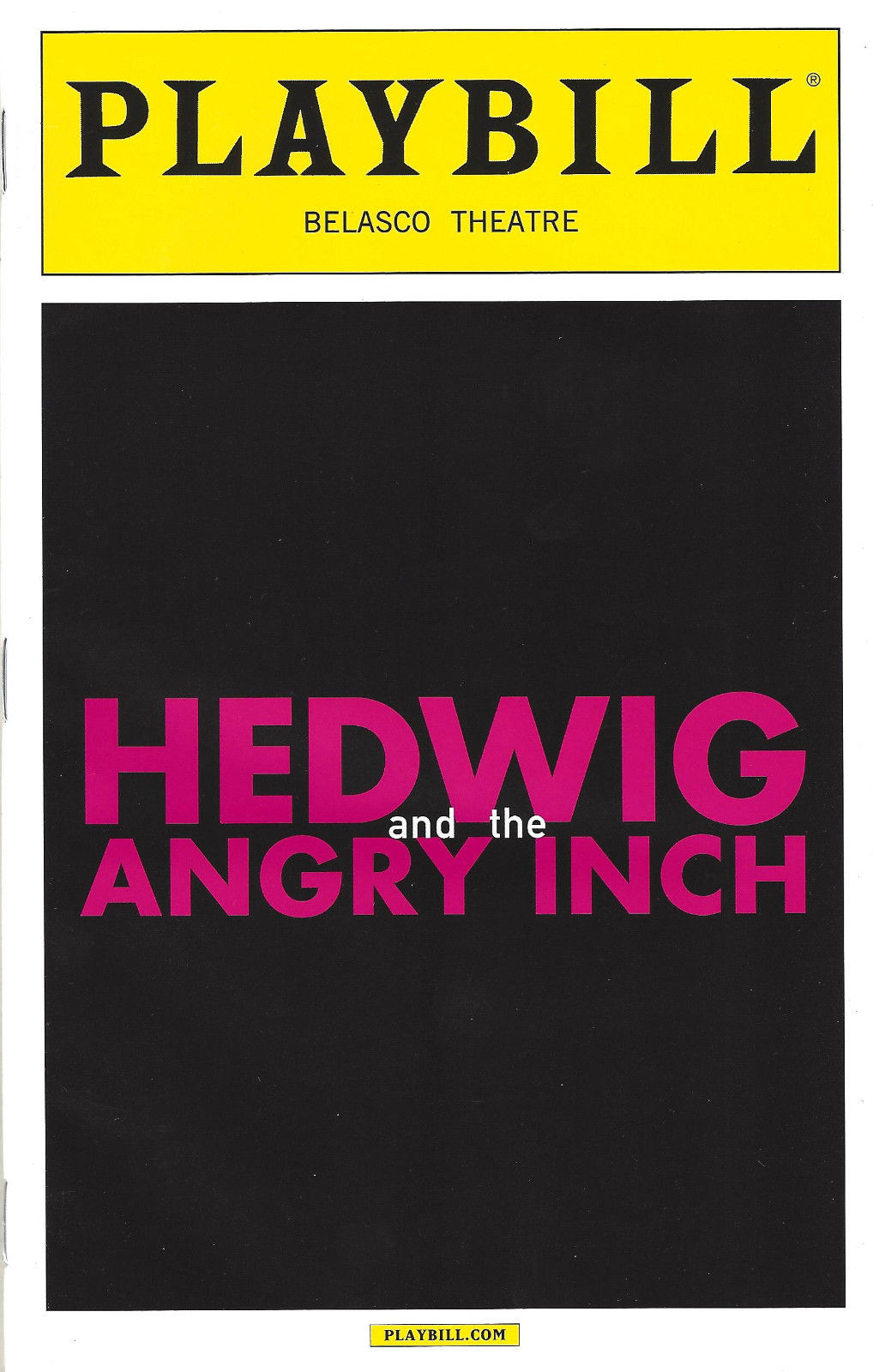 Andrew Rannells "HEDWIG and the ANGRY INCH" John Cameron Mitchell 2014 Playbill