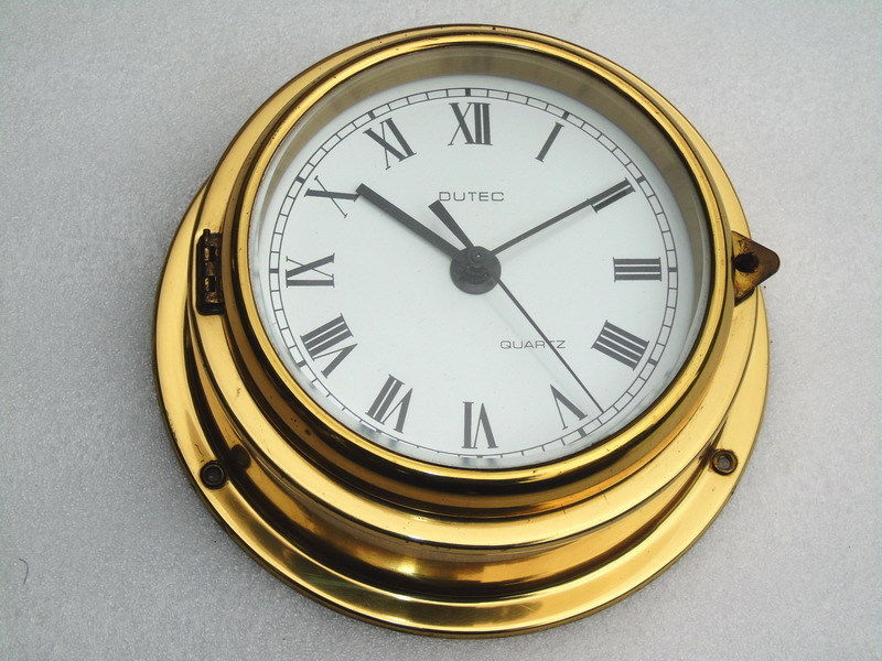 MINT VINTAGE ALL BRASS DUTEC QUARTZ SHIPS MARINE BRIDGE CAPTAIN NAVIGATION CLOCK