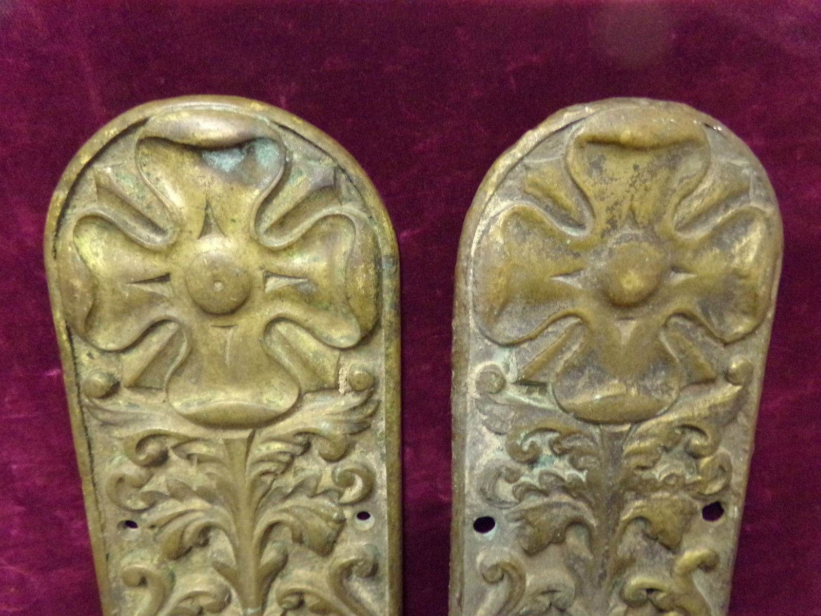 Very large Pair  antique  bronze push plate/door