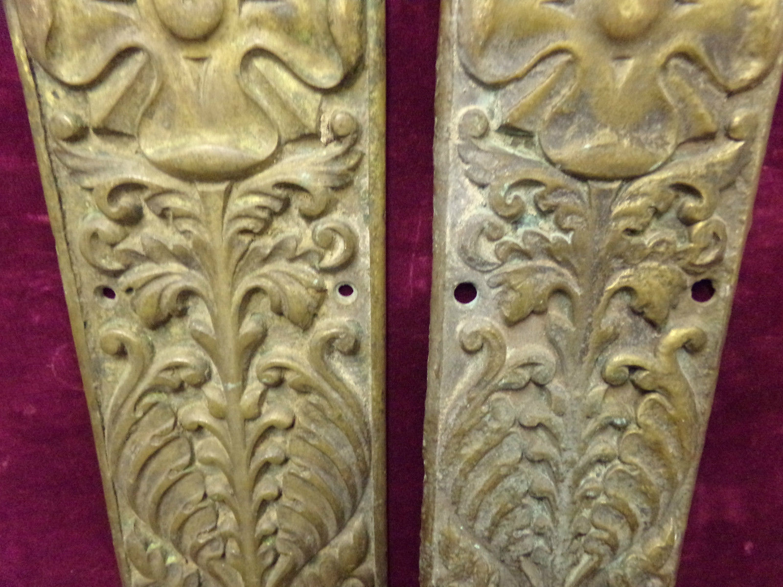 Very large Pair  antique  bronze push plate/door