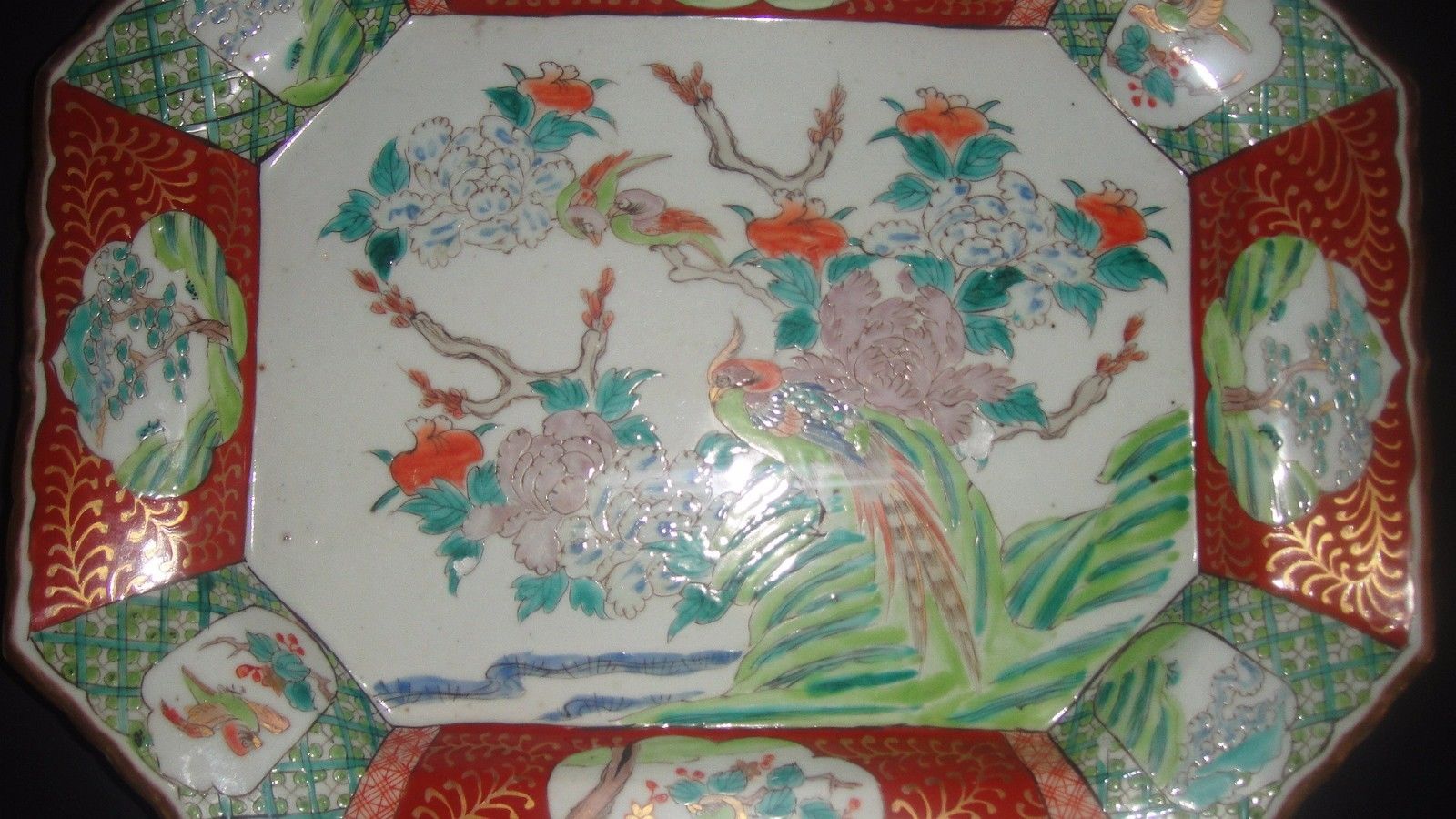 Large Antique 19th Century Chinese Imari Porcelain Bowl Platter