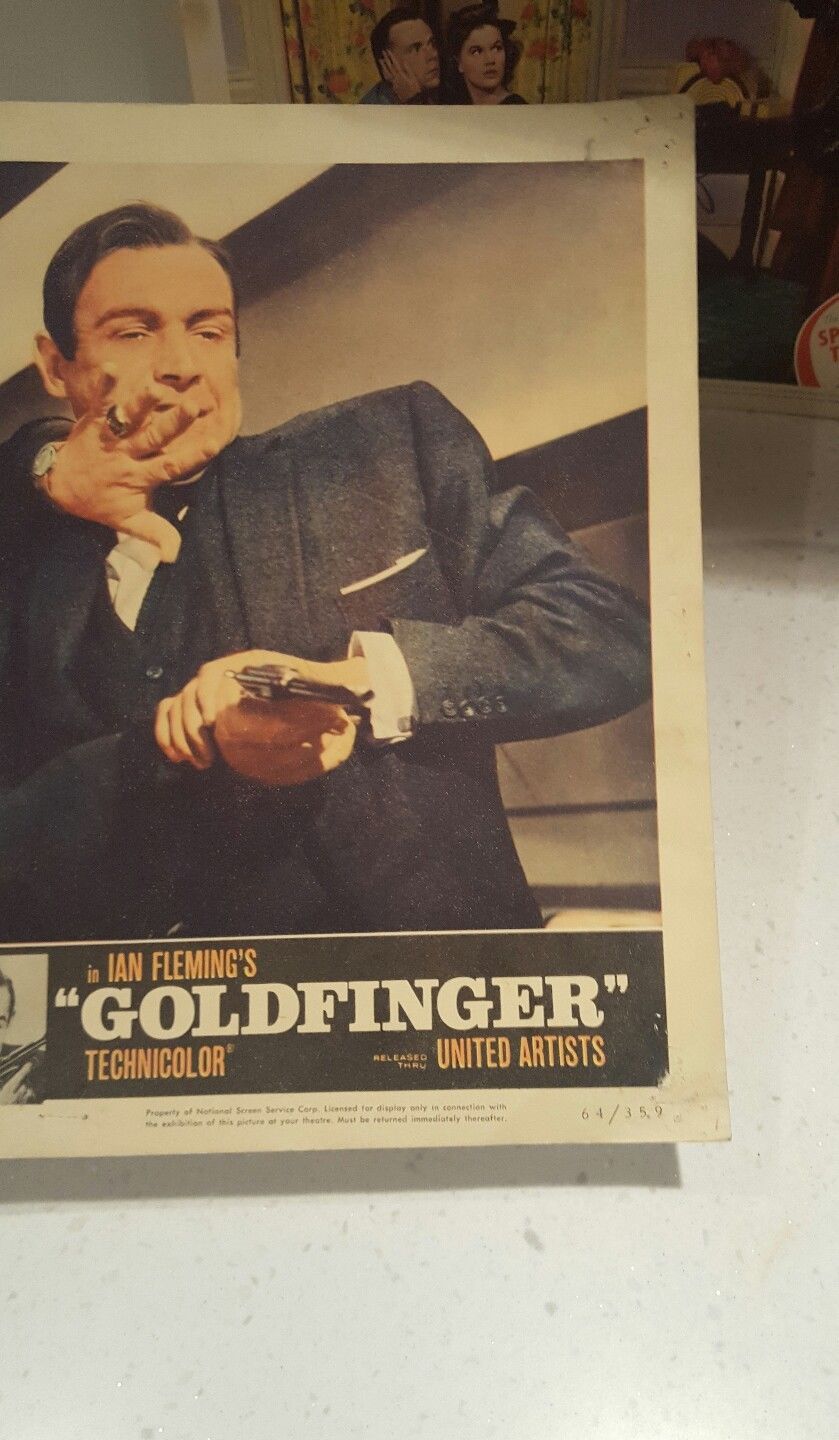 Vintage original movie poster lobby card James Bond Goldfinger 1964