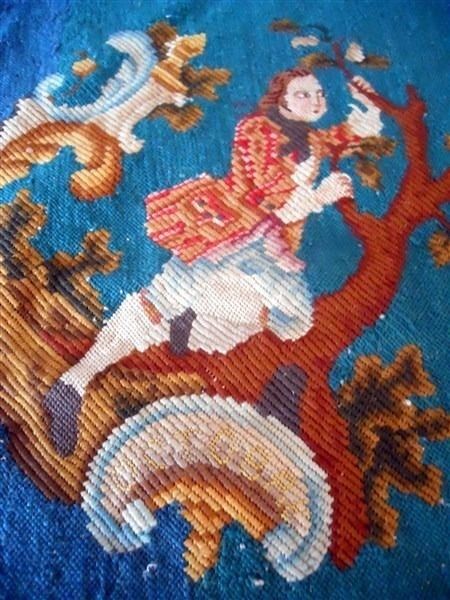 ANTIQUE FRENCH  AUBUSSON TAPESTRY  19 TH-CENTURY  GREEN