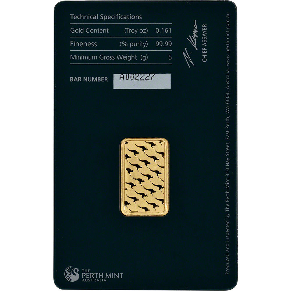 5 gram Gold Bar - Perth Mint - 99.99 Fine in Assay