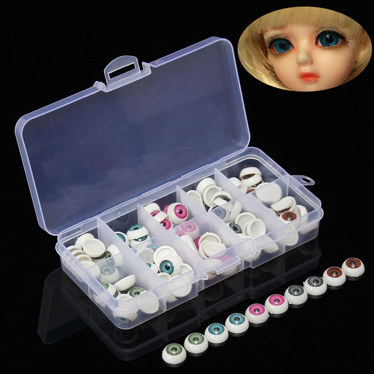 100pcs 5 Colors Plastic Safety Eyes For Teddy Bear Doll Animal Toy Crafts 12mm