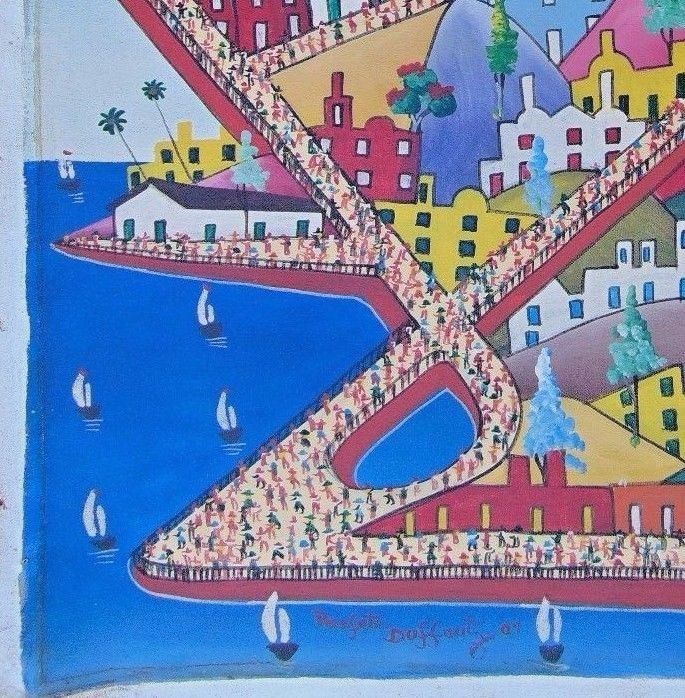 HAITI ART PAINTING RENOWN PREFETE DUFFAUT HAITIAN (b1923) RARE MODERN STYLE 2009