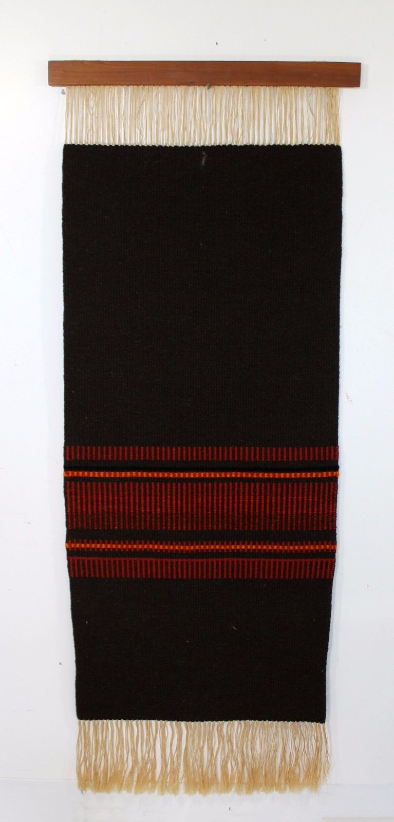 Mid Century Modern Brown Orange Earth Tone Wool Textile Fiber Hanging Wall Art