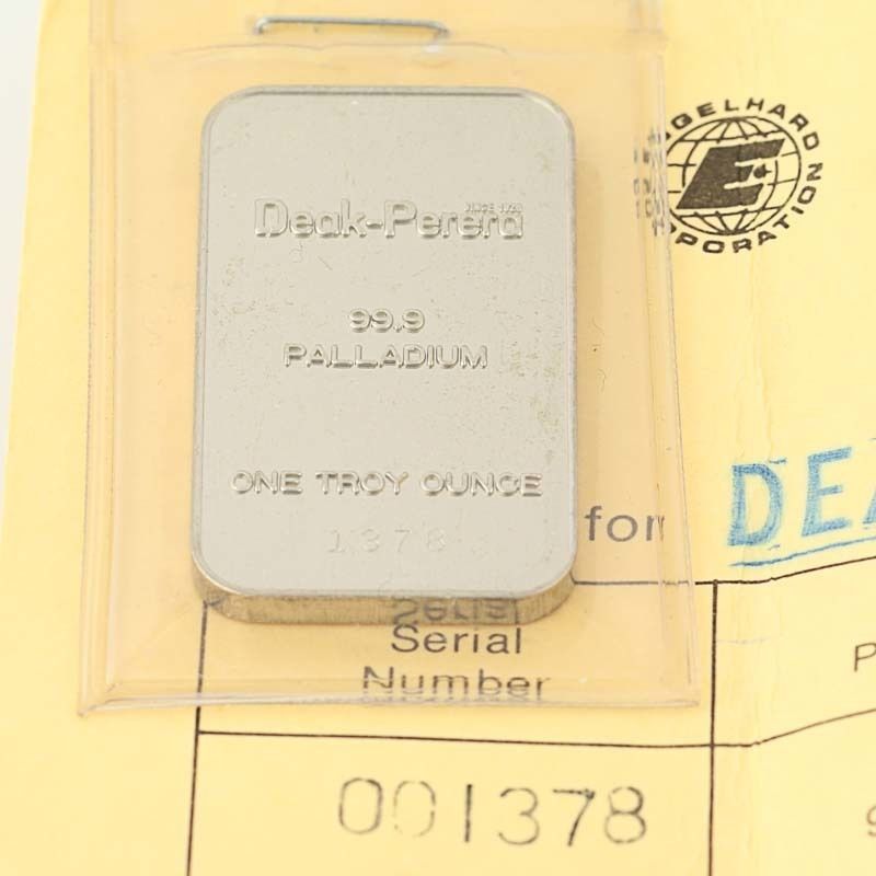 Engelhard Palladium Bar - .999 Palladium 1 Troy Ounce Deak-Perera