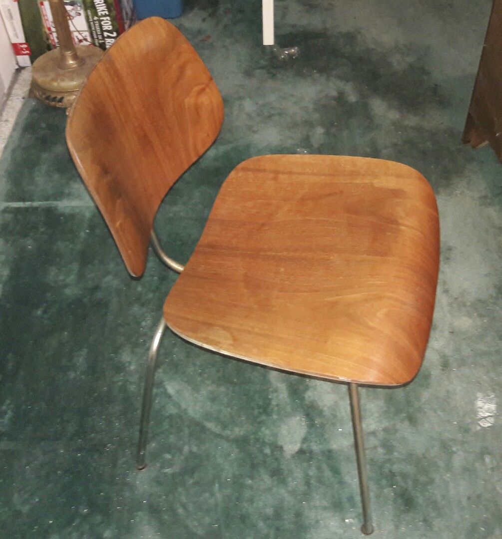 Vintage Eames DCM chair Herman Miller Early Label Dark wood
