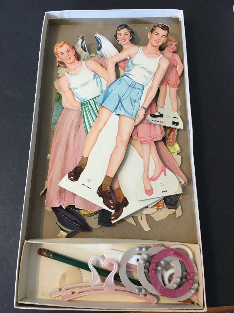 Vintage Whitman Bridal Party Statuette Cut-Out Paper Dolls 1950's 1960's