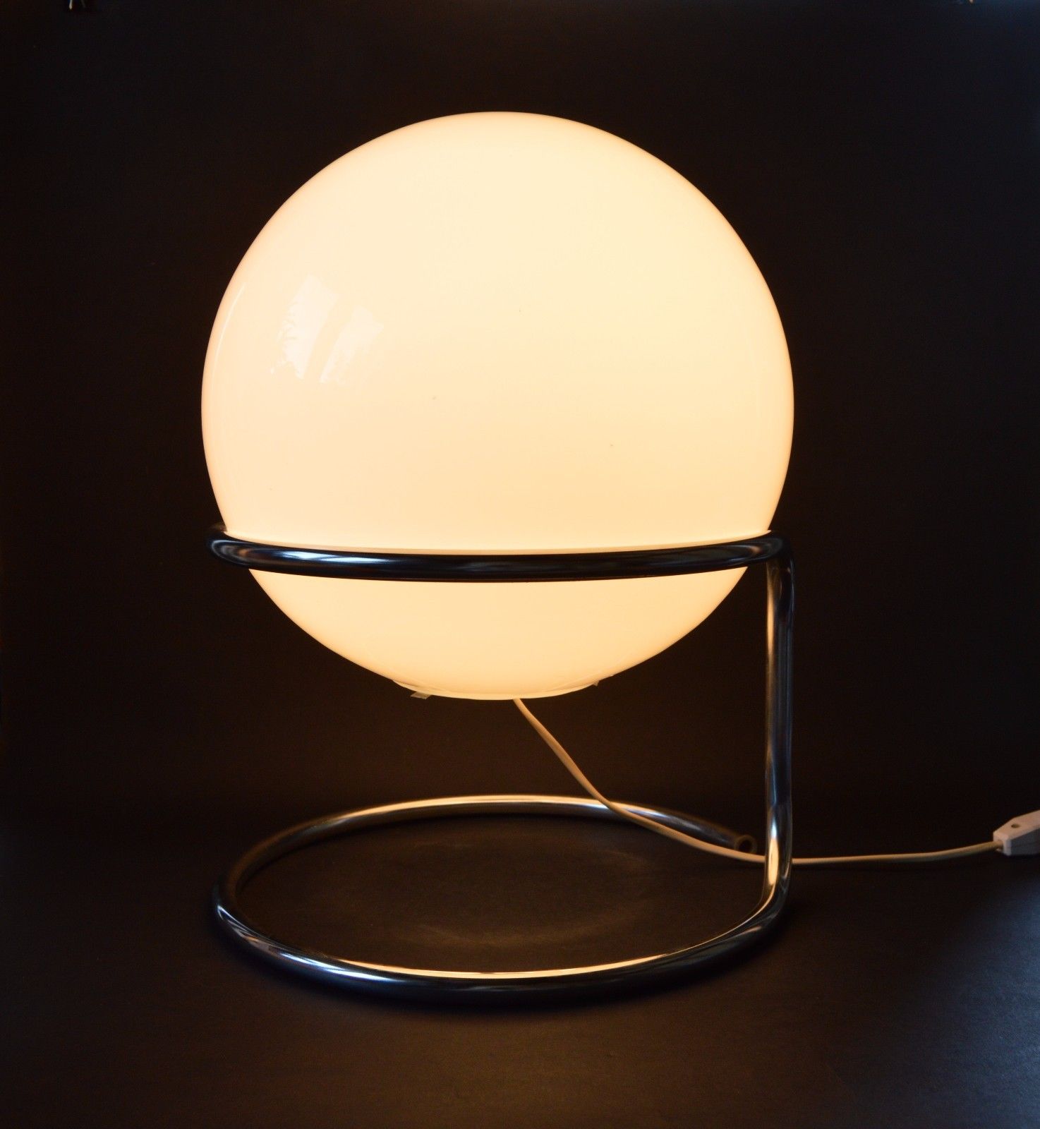 Mid Century Czech 1960's Floor, Table Lamp Modernism Big Ball Shade