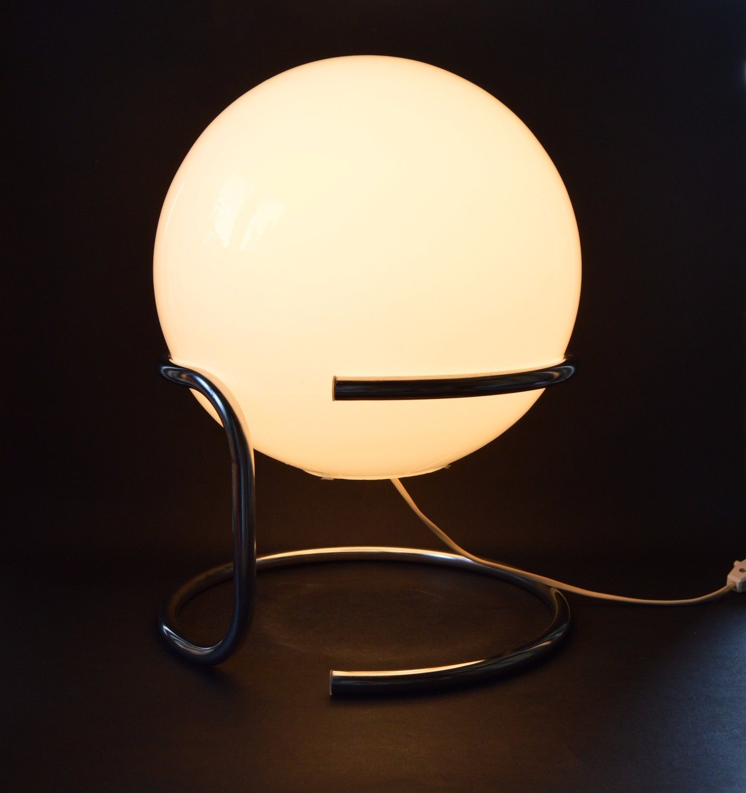 Mid Century Czech 1960's Floor, Table Lamp Modernism Big Ball Shade