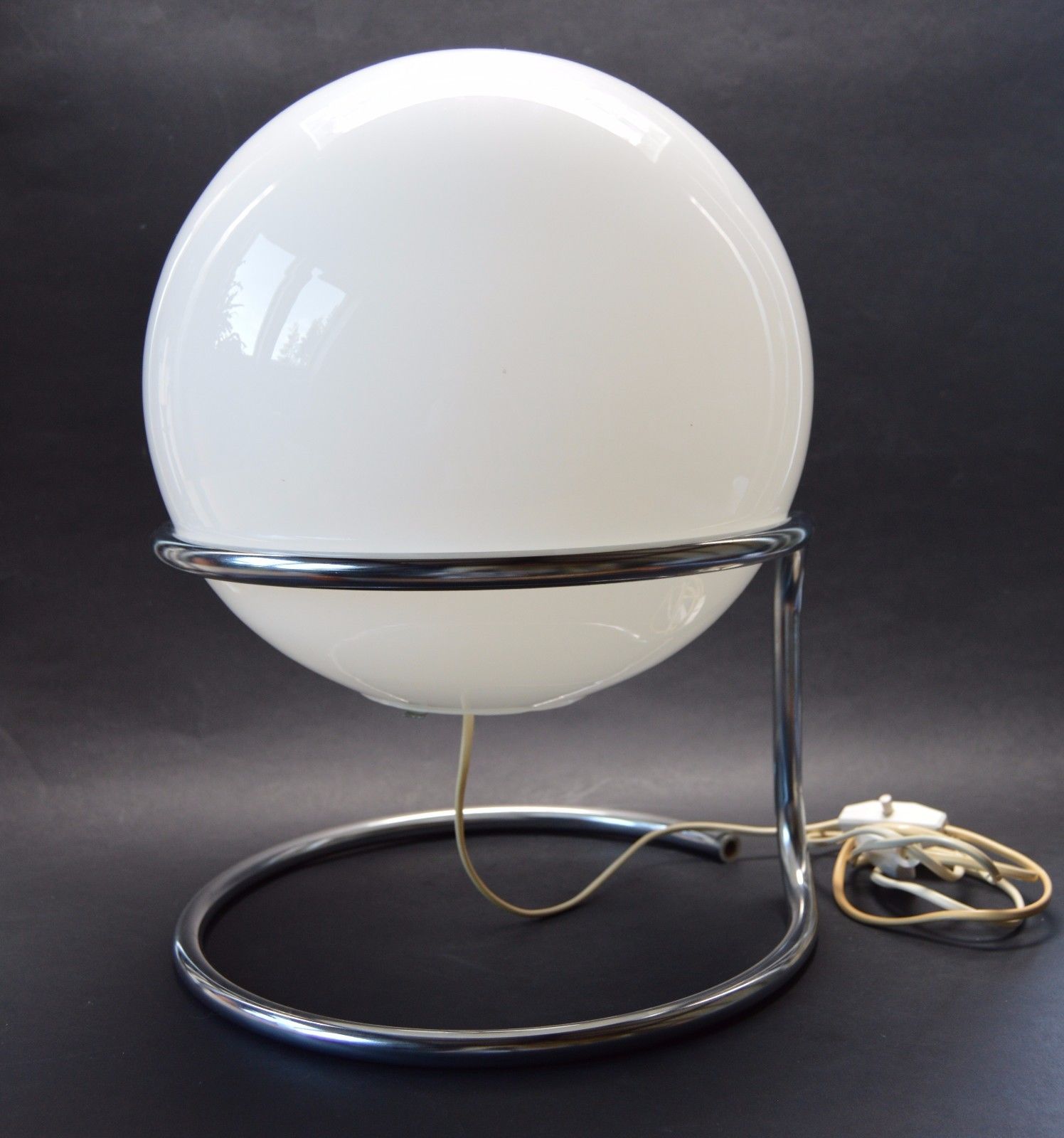 Mid Century Czech 1960's Floor, Table Lamp Modernism Big Ball Shade