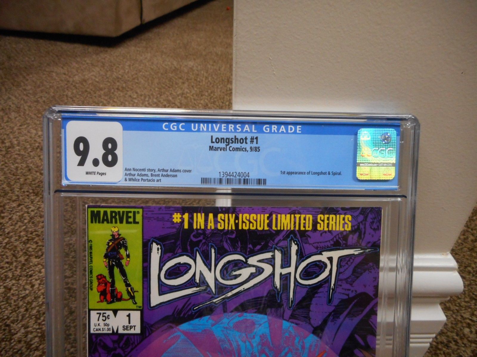 Longshot 1 cgc 9.8 1st appearance + 1st Spiral Marvel 1985 X-Men movie WHITE pgs