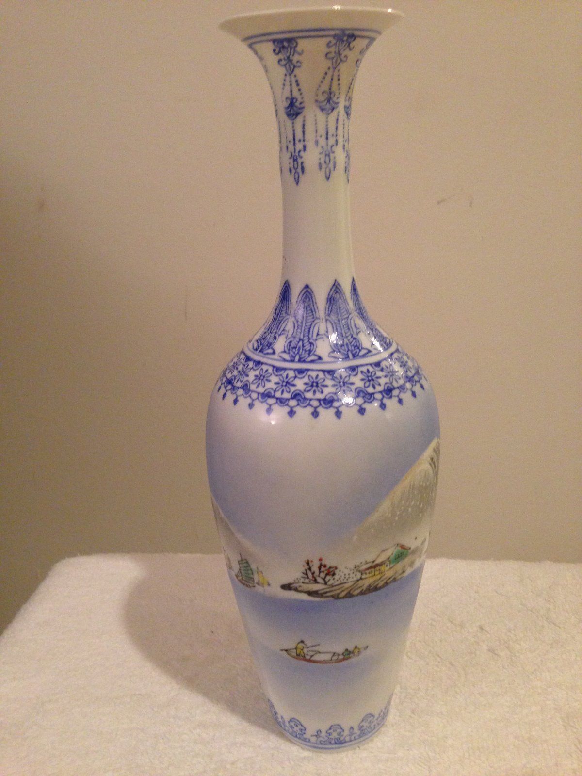 ANTIQUE 10" CHINESE PORCELAIN EGGSHELL HAND PAINTED  VASE