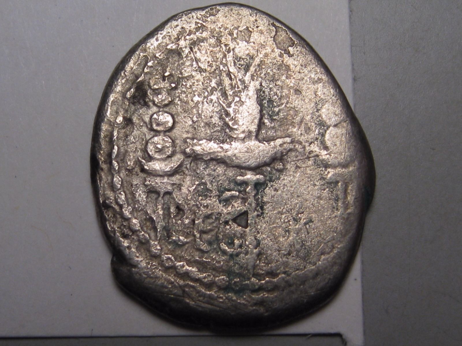 ROMAN REPUBLIC; Mark Antony 32/31 BC. Legionary Roman Silver Denarius.  RSC-38