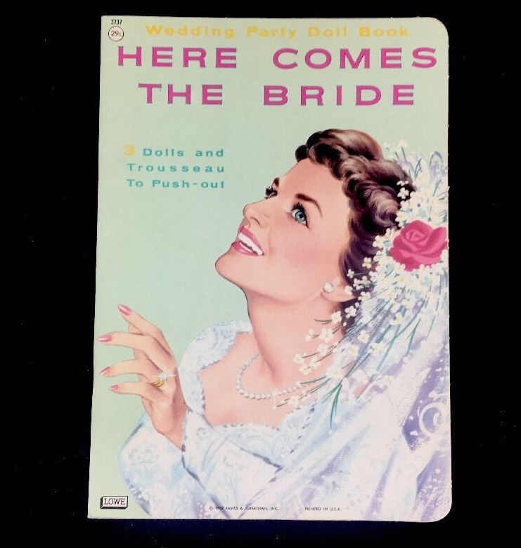 1962 Original Vintage Here Comes The Bride Paper Dolls Uncut