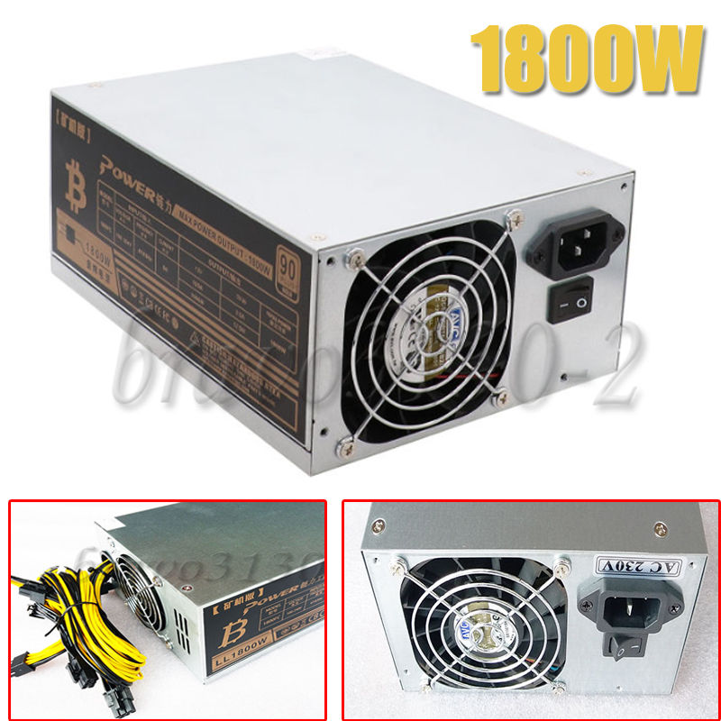 1800W Mining Machine Power Supply For Eth Bitcoin Miner Antminer S7 S9 90 Gold