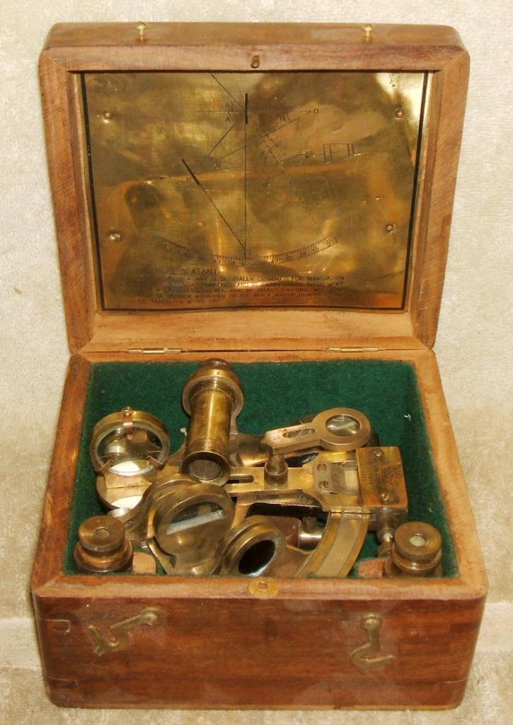 Antique Kevin & Hughes London Nautical Sextant in Original Wood Box