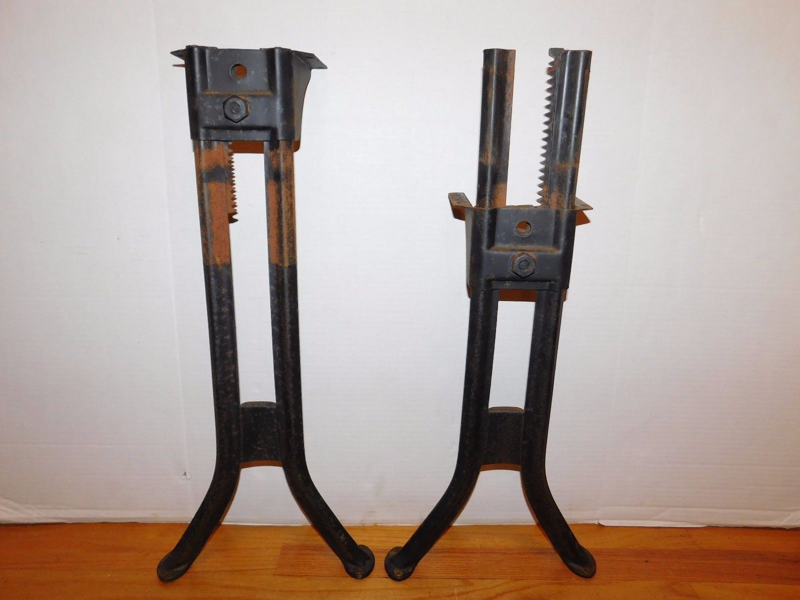 Antique Adjustable Industrial Steel Metal Desk Table Base Legs