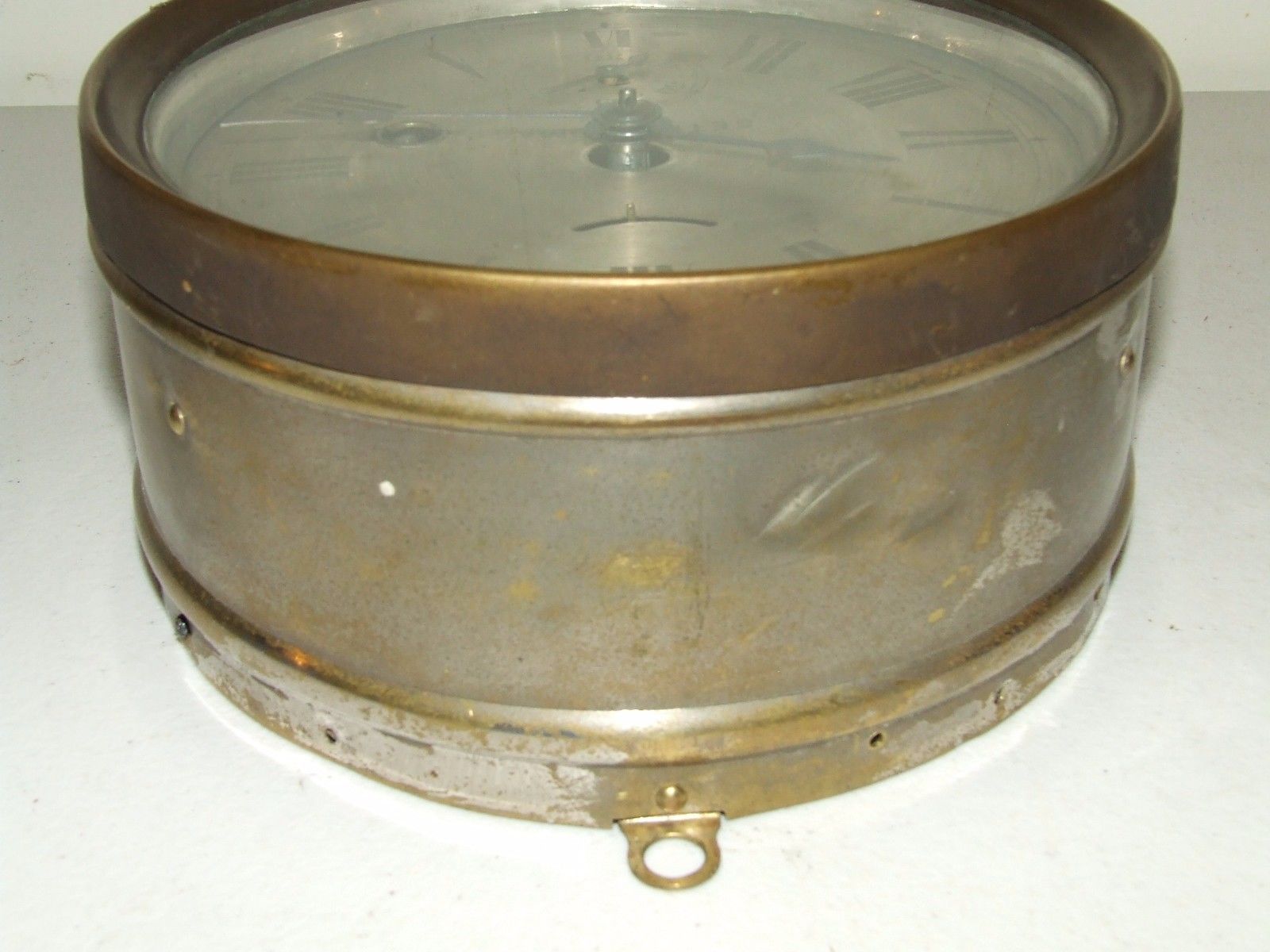 Antique 19th C.  Working Seth Thomas Lever Marine Ship's Porthole Gallery Clock