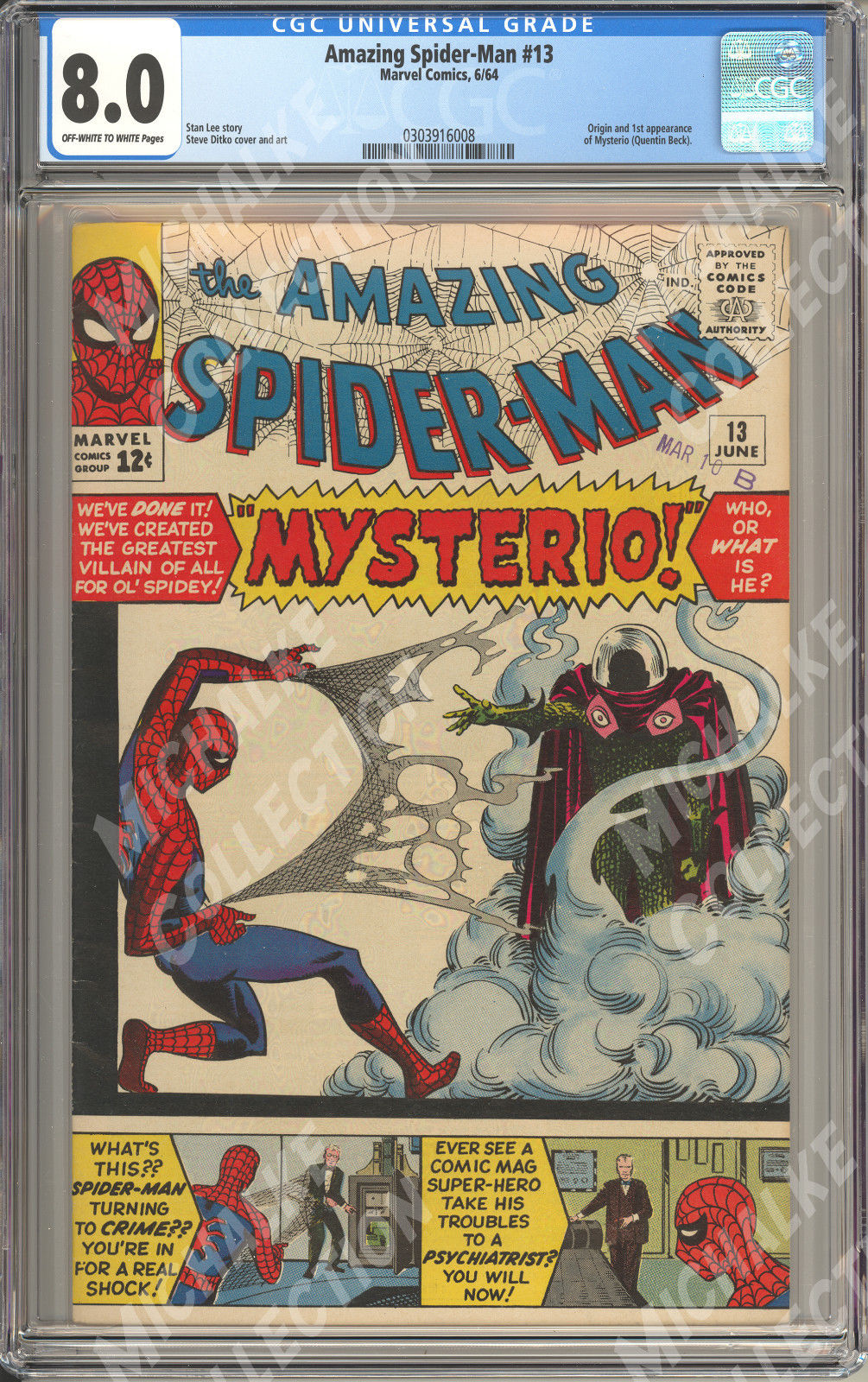 CGC 8.0 Amazing Spider-Man #13 ~ 1st Appearance Mysterio ~ Michalke Collection