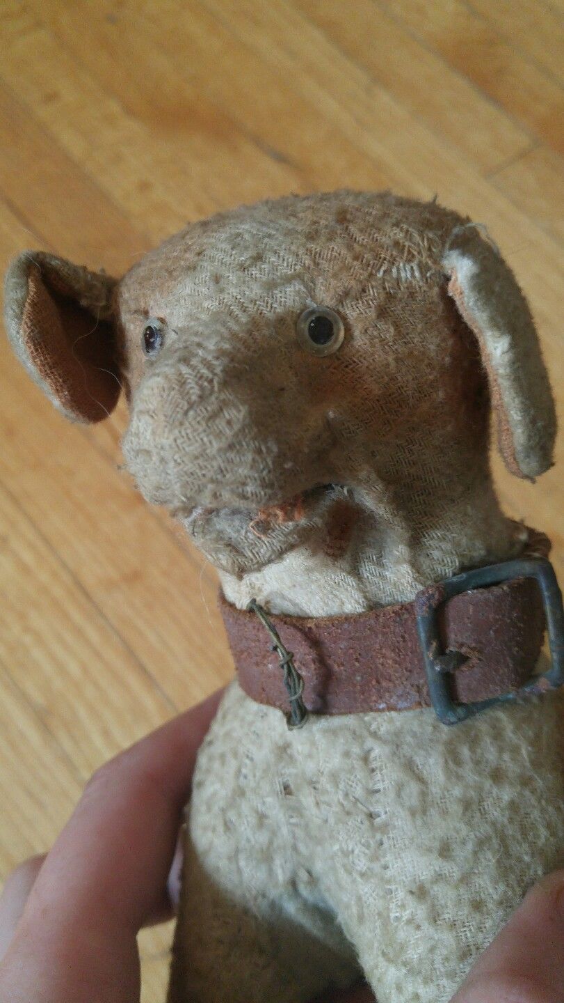 Antique primitive dog toy stuffed animal steiff? unknown make 1920s vintage