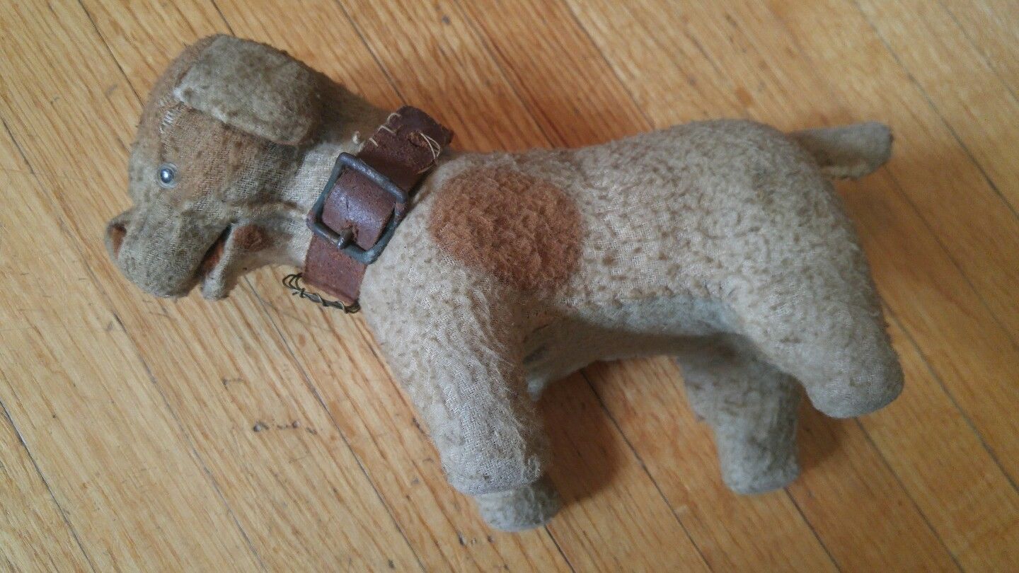 Antique primitive dog toy stuffed animal steiff? unknown make 1920s vintage